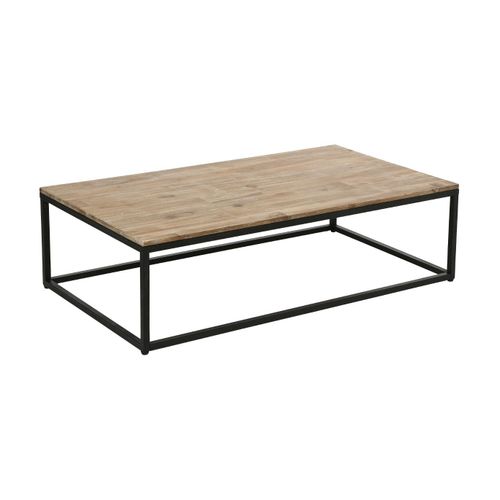 Table Basse Style Industriel En Bois D' Acacia Et Métal Noir 115 X 65 X H 32.5 Cm