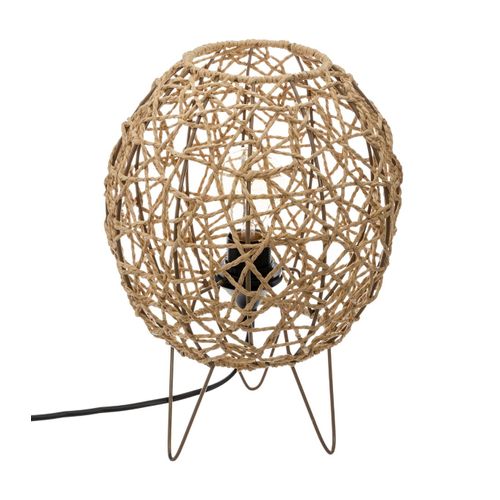 Lampe à Poser Corde Naturel Pied En Métal  D 26 Cm