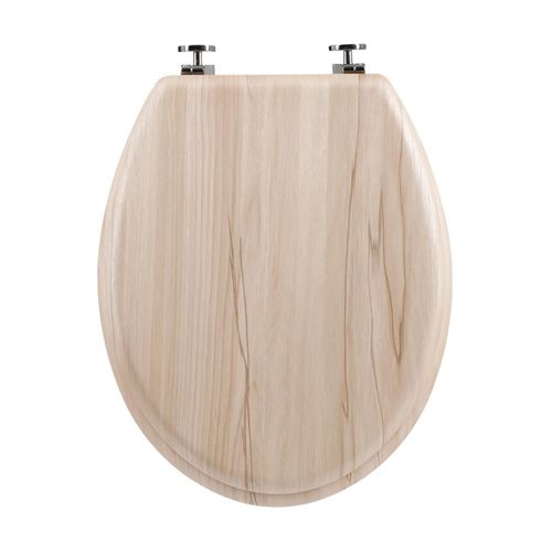 Abattant Wc Standard En Bois Effet Bois Naturel Et Charnières En Zinc