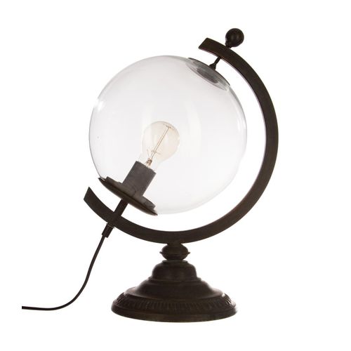 Lampe À Poser En Métal Et Globe En Verre H 44 Cm