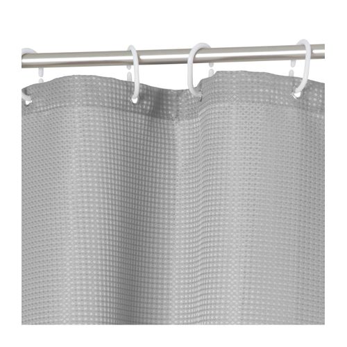 Rideau De Douche Gris Déco Nid D'abeille 180 X 200 Anneaux Inclus