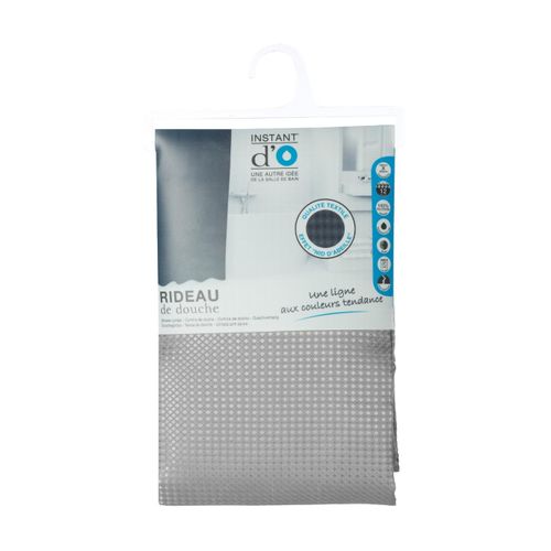 Rideau De Douche Gris Déco Nid D'abeille 180 X 200 Anneaux Inclus