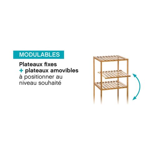 Étagère De Rangement Colonne 6 Niveaux En Bambou H 145 Cm