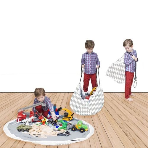 Tapis De Jeu Enfant "sac à Jouets" 120cm Gris