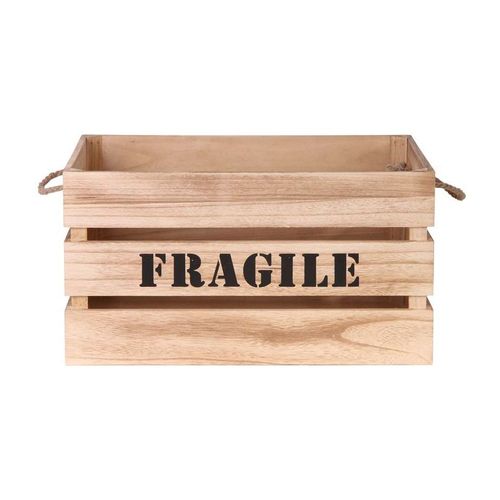 Lot De 2 Cagettes Déco "fragile" 54cm Naturel