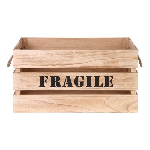 Lot De 2 Cagettes Déco "fragile" 54cm Naturel