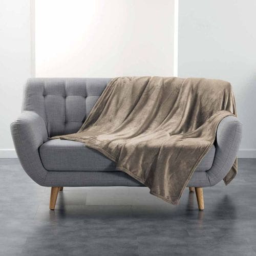 Plaid Uni En Flanelle "flanou" 180x220cm Taupe