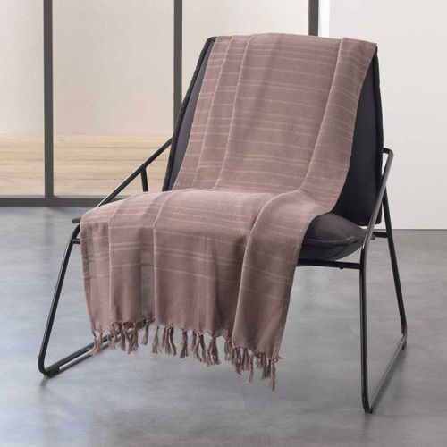 Plaid Uni à Franges "lilia" 150x150cm Taupe