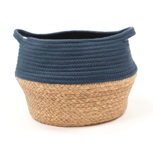 Panier Rond Tressé La Factory En Coton - Bleu - 27x23 Cm