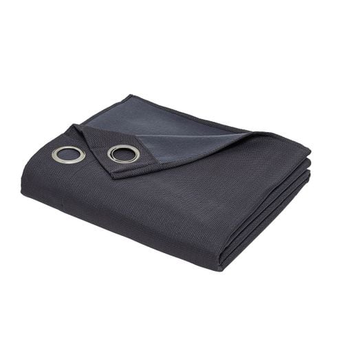 Rideau Isolant à Oeillets Uni Prestige Effet Chambray En Polyester - Gris Anthracite - 140x240 Cm