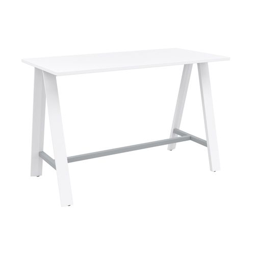 Table haute NUMA 160x80 cm BUT PRO blanc / pieds métal