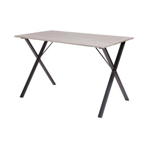 Country Table + 4 Chaise - En Mdf Finition Pvc - Couleur Gris Et Noir Ht20c205