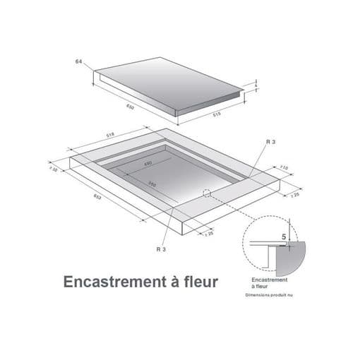 Table De Cuisson à Induction 65cm 4 Feux 7400w Blanc - Dpi7686wp