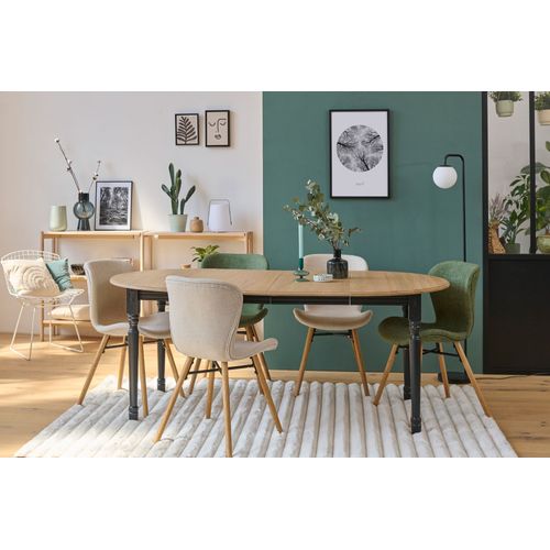 Table Ronde 6 Pieds Tournés 115 Cm + 3 Rallonges Bois - Victoria