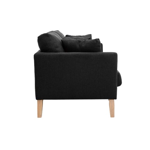 Canapé Scandinave Déhoussable 3 Places En Tissu Gris Foncé Et Bois Clair Oslo