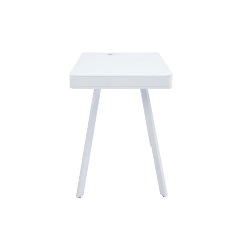 Bureau Connecté Multimédia Avec Tiroir En Verre Et Métal Blanc L120 Cm Clever