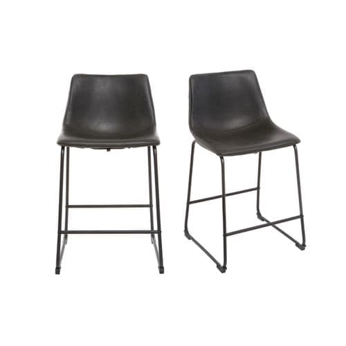 Tabourets De Bar Design Noir H61 Cm (lot De 2) New Rock