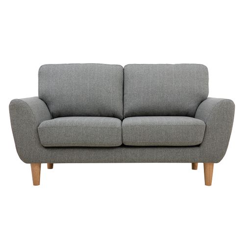 Canapé Scandinave 2 Places En Tissu Gris Et Bois Clair Alice