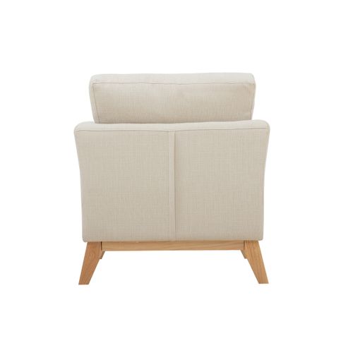 Fauteuil Scandinave Déhoussable En Tissu Beige Et Bois Clair Oslo