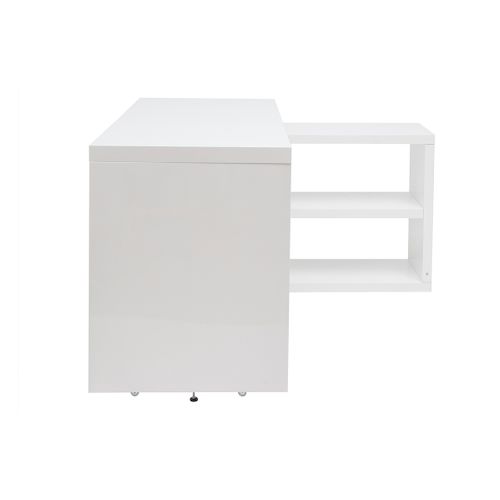 Bureau Modulable Design Laqué Blanc Brillant L147-217 Cm Halton