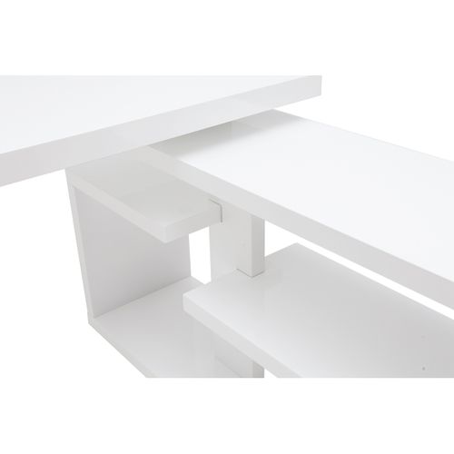 Bureau Modulable Design Laqué Blanc Brillant L147-217 Cm Halton