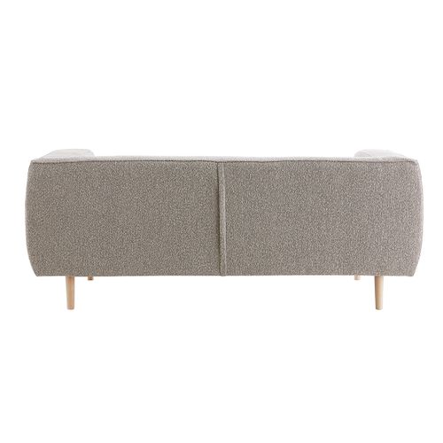 Canapé Scandinave 2-3 Places En Tissu Effet Laine Bouclée Taupe Et Bois Clair Morris