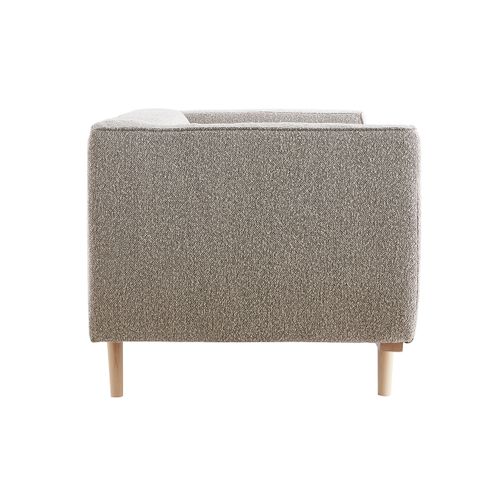 Canapé Scandinave 2-3 Places En Tissu Effet Laine Bouclée Taupe Et Bois Clair Morris