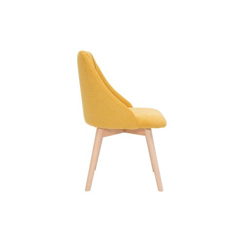 Chaises Scandinaves En Tissu Effet Velours Texturé Jaune Moutarde Et Bois Clair (lot De 2) Higgins