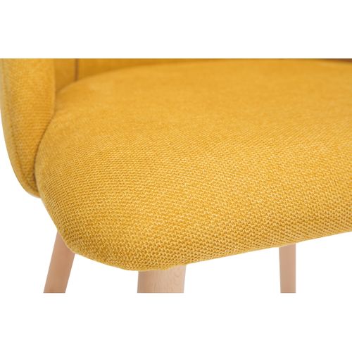 Chaises Scandinaves En Tissu Effet Velours Texturé Jaune Moutarde Et Bois Clair (lot De 2) Higgins