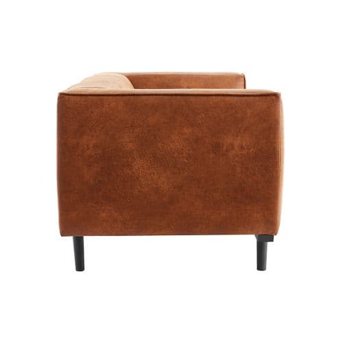 Canapé Design 2-3 Places En Cuir Aspect Vieilli Marron Cognac Morris