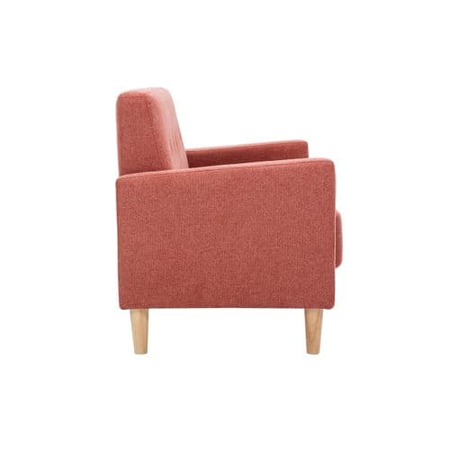 Canapé Scandinave 2 Places En Tissu Effet Velours Texturé Terracotta Et Bois Clair Moon