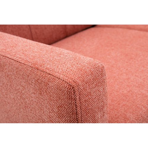 Canapé Scandinave 2 Places En Tissu Effet Velours Texturé Terracotta Et Bois Clair Moon