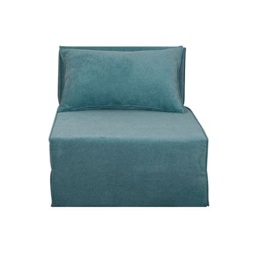 Chauffeuse 1 Place Convertible En Tissu Effet Velours Bleu Victor