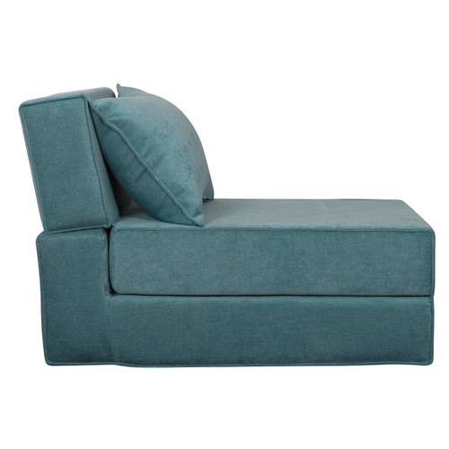 Chauffeuse 1 Place Convertible En Tissu Effet Velours Bleu Victor