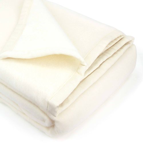 Couverture 240x260 Cm Pure Laine Vierge Lambswool 360 G/m² Victoria Blanc Naturel