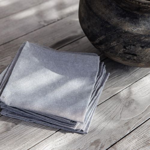 Lot De 6 Serviettes De Table 45x45 Cm Collection Yuco Coton Gris Acier