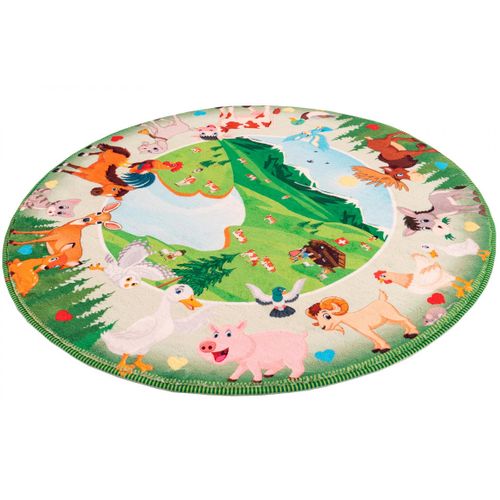 Tapis Rond Pour Chambre Enfant Multicolore Mountains Multicolore Ø 80