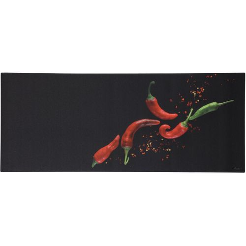 Tapis De Cuisine Noir En Pvc Design Piment Giffnock Noir 50x120