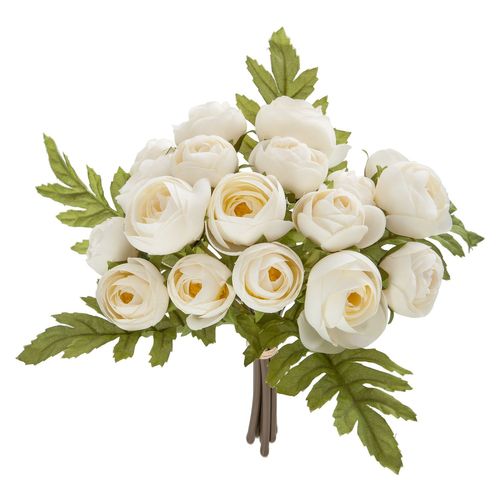 Bouquet Artificiel De 18 Camélia - H. 30 Cm - Blanc