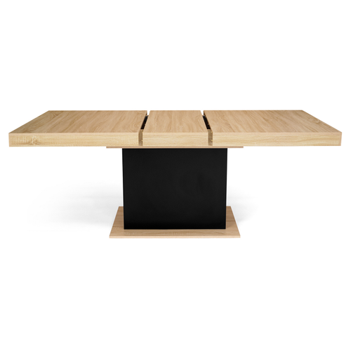 Table à Manger Extensible Rectangle Eden 6-10 Personnes Bois Et Noir 160-200 Cm