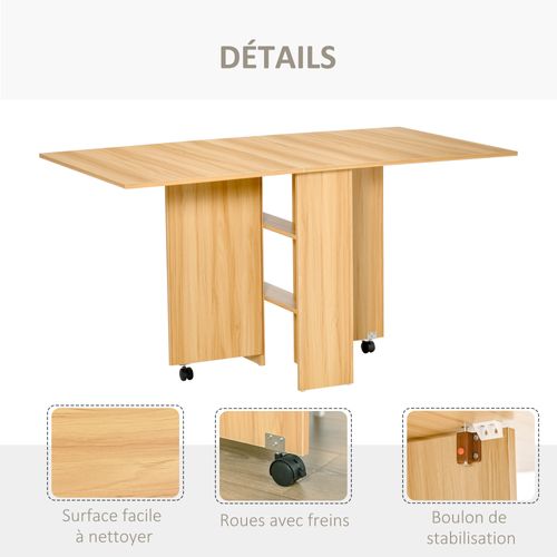 Table Pliable Mobile 140l X 80l X 74h Cm Coloris Chêne