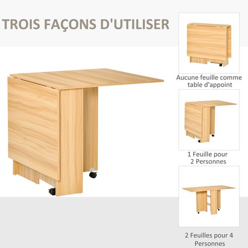 Table Pliable Mobile 140l X 80l X 74h Cm Coloris Chêne