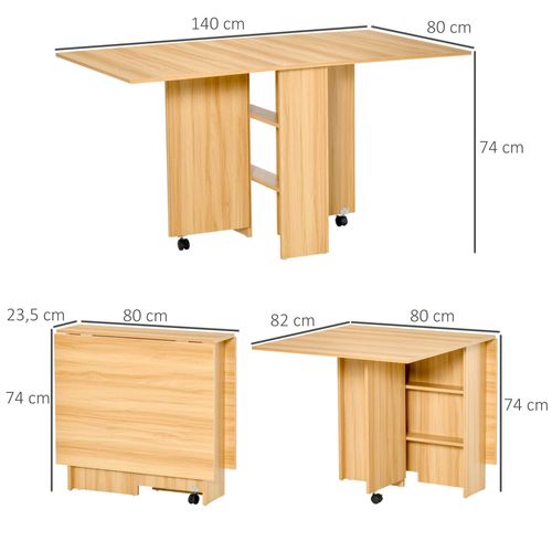 Table Pliable Mobile 140l X 80l X 74h Cm Coloris Chêne