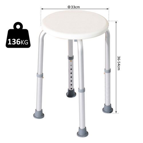 Tabouret De Douche Alu. Hdpe Blanc