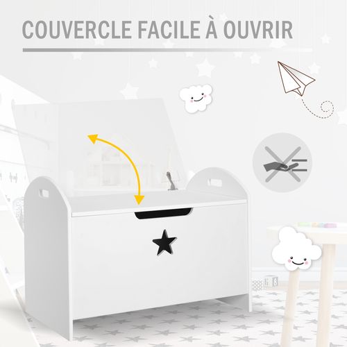 Coffre à Jouet Dim. 62l X 40l X 46h Cm Mdf Blanc