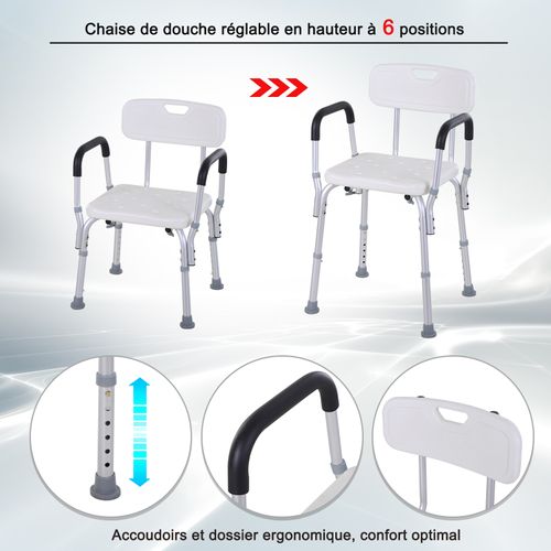 Chaise De Douche Hauteur Réglable Aluminium