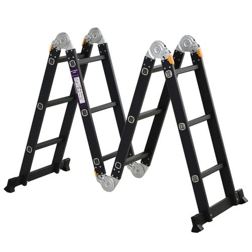 Echelle Alu. Pliable Multifonction 5 Positions 3,7 M 12 Échelons Charge Max. 150 Kg