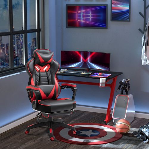 Fauteuil De Bureau Gamer Inclinable Repose-pied Coussins Revêtement Synthétique