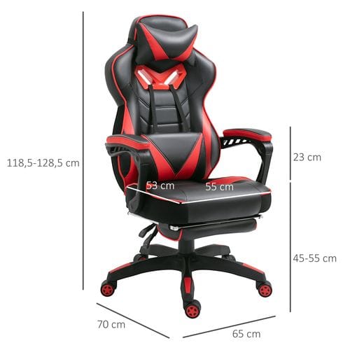 Fauteuil De Bureau Gamer Inclinable Repose-pied Coussins Revêtement Synthétique