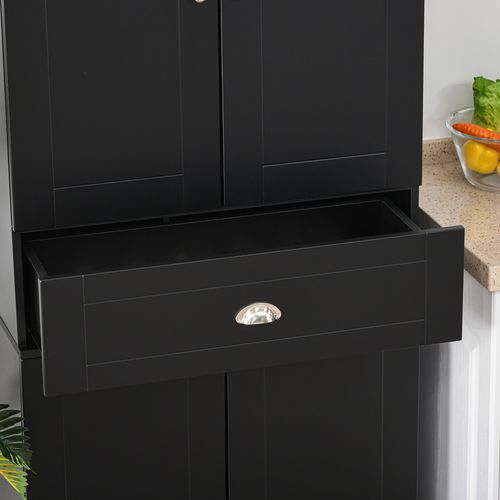 Armoire De Cuisine Multi-rangements 4 Portes + Grand Tiroir Noir